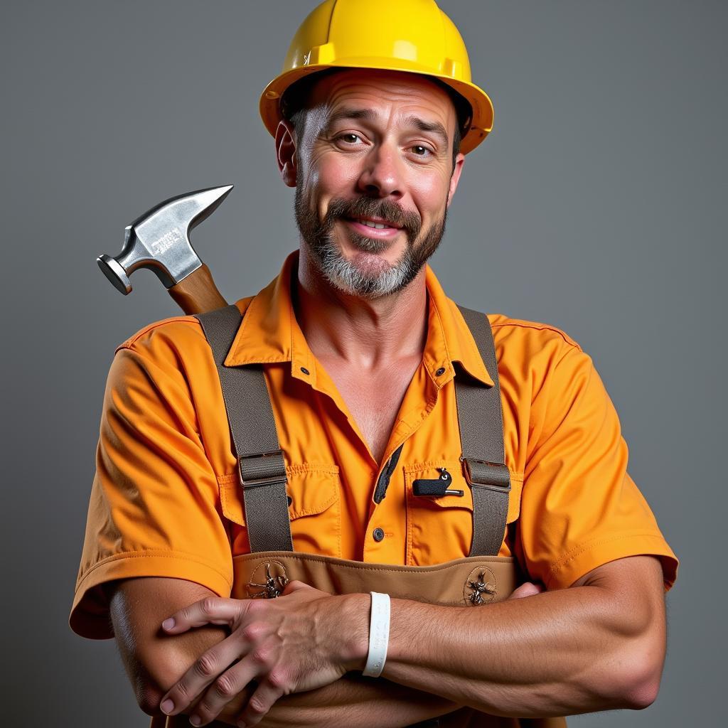 Johnny Sins in a construction worker costume