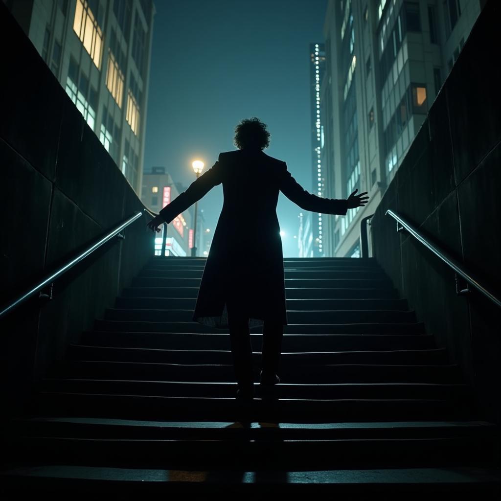 Joker dancing on the stairs