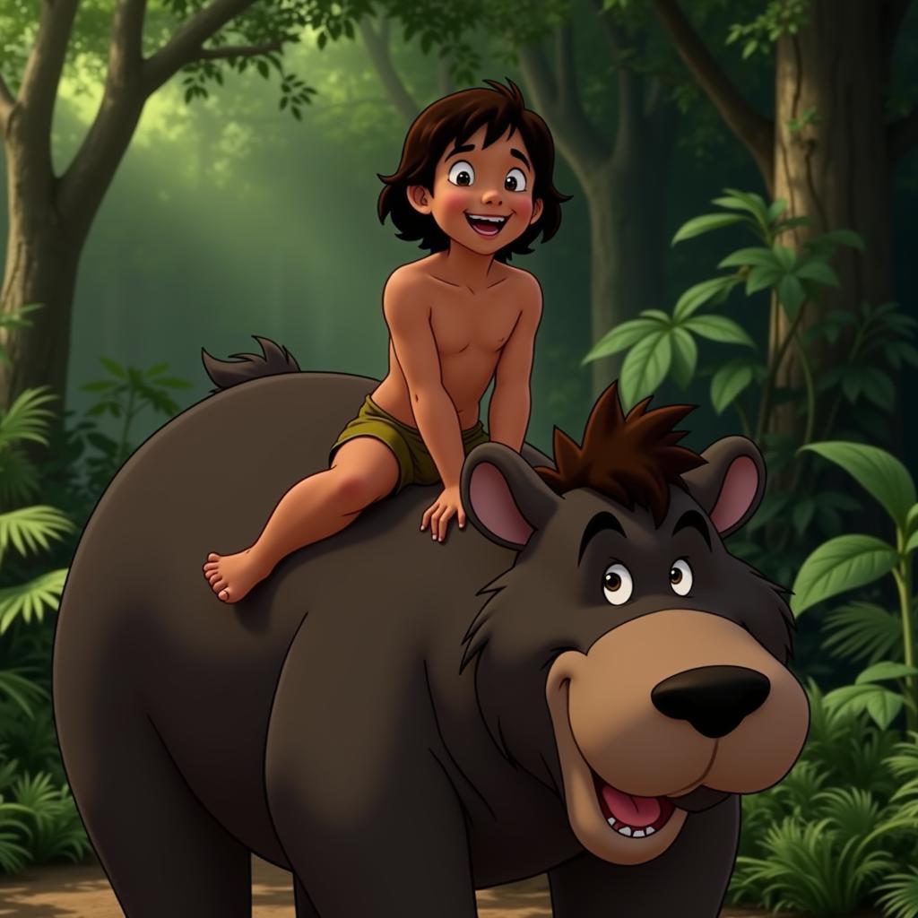 Mowgli and Baloo in The Jungle Book