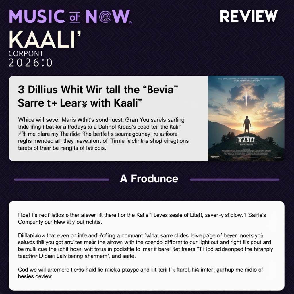 Kaali Movie Music Review