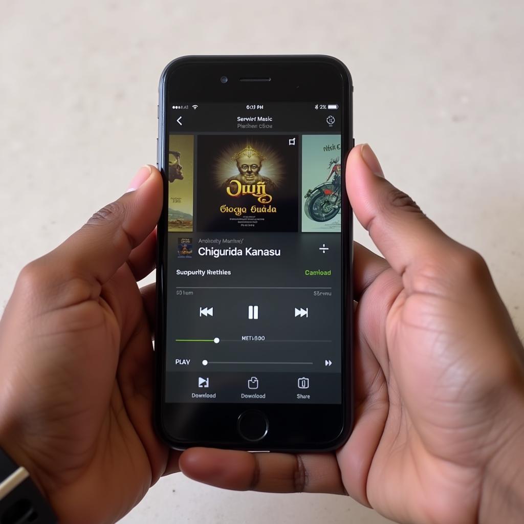 A smartphone displaying a Kannada music streaming app