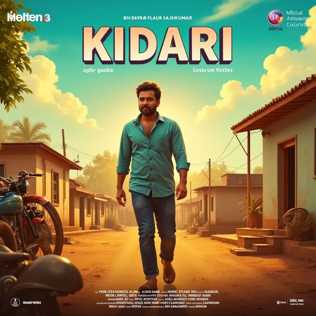 Kidaari movie still featuring Sasikumar in a rural setting