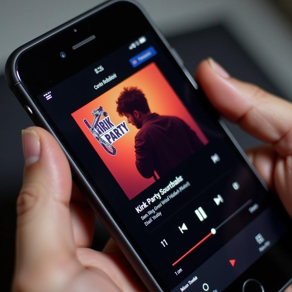 Kirik Party music streaming on a phone