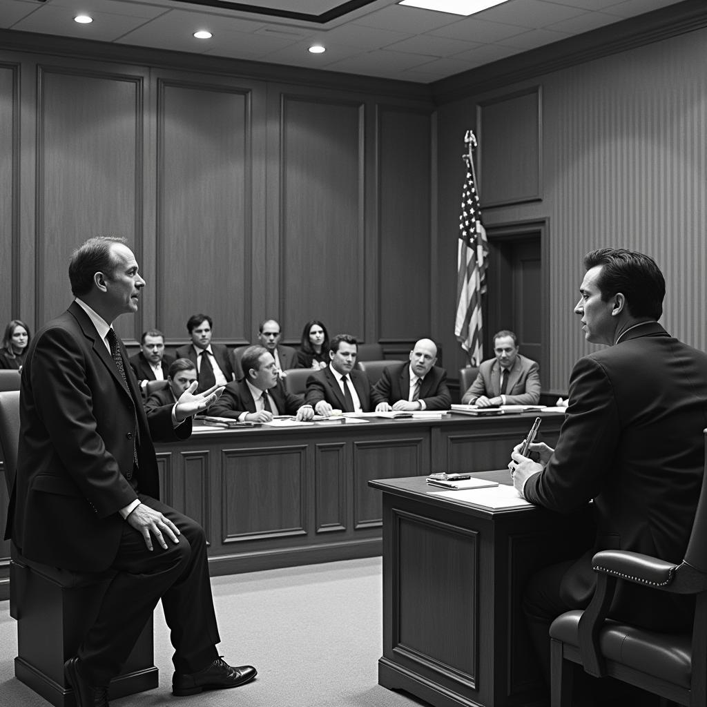 Dramatic Courtroom Scene in a Law Movie