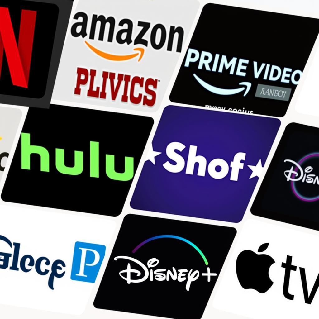  Collage of logos representing popular legal movie streaming platforms 