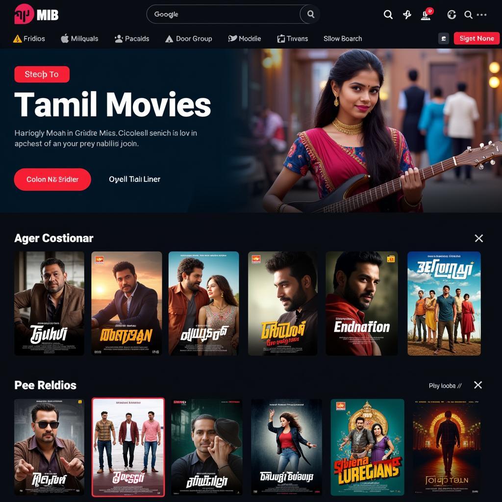 Screenshot of a legal streaming platform showcasing Tamil movies