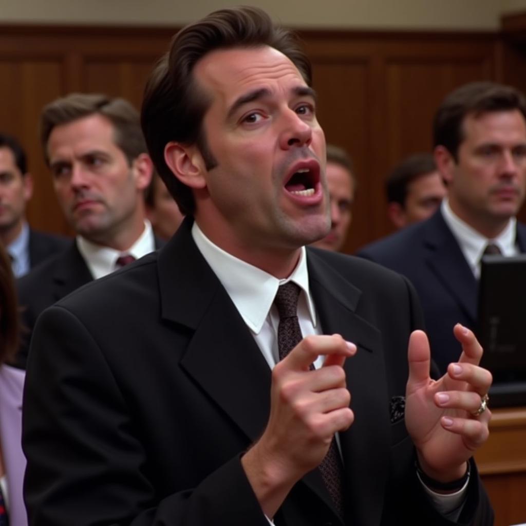 Jim Carrey in Liar Liar courtroom scene