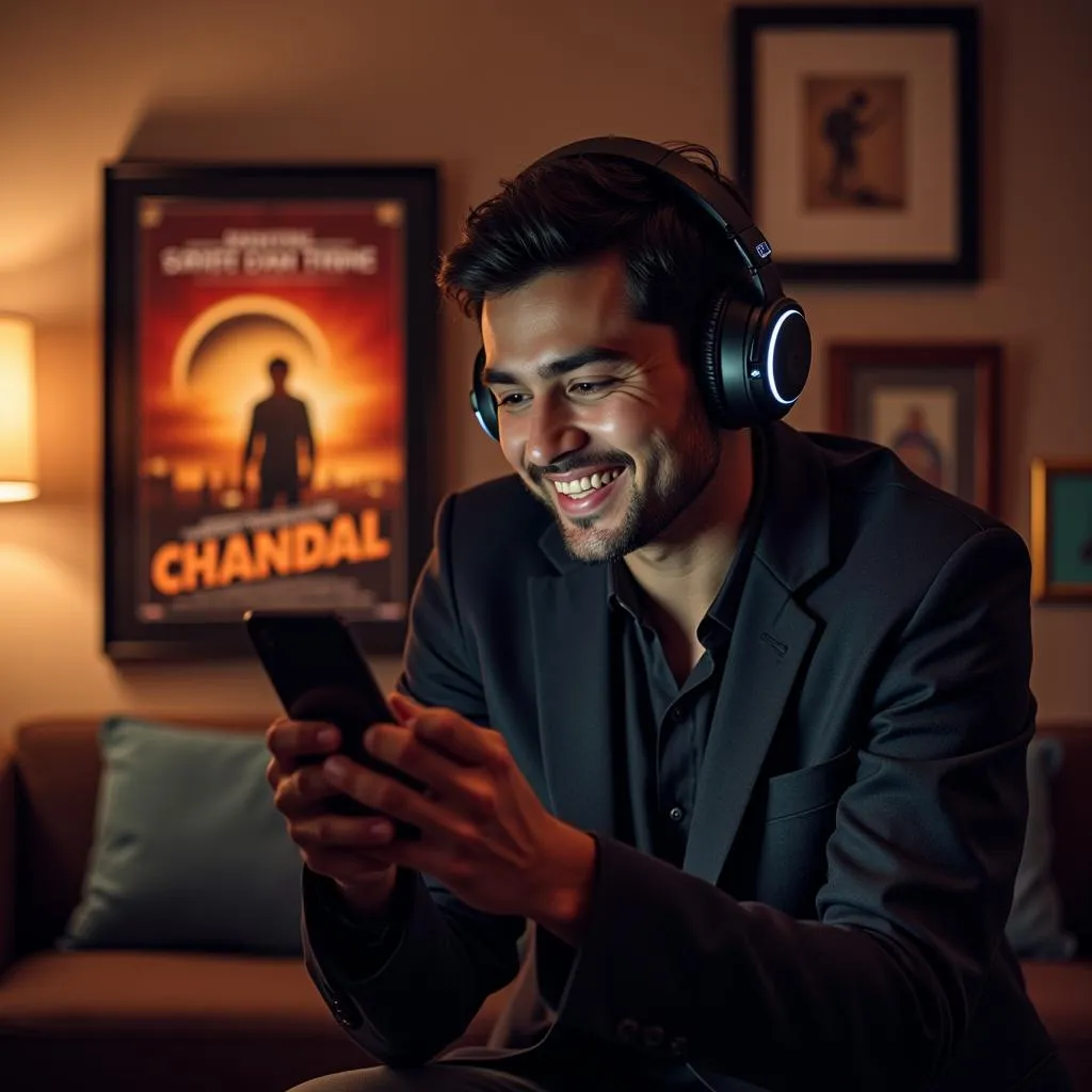 Person listening to Chandal movie music