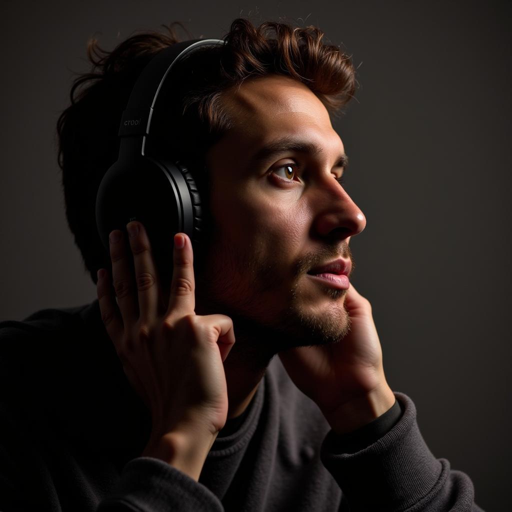 A person enjoying music on headphones