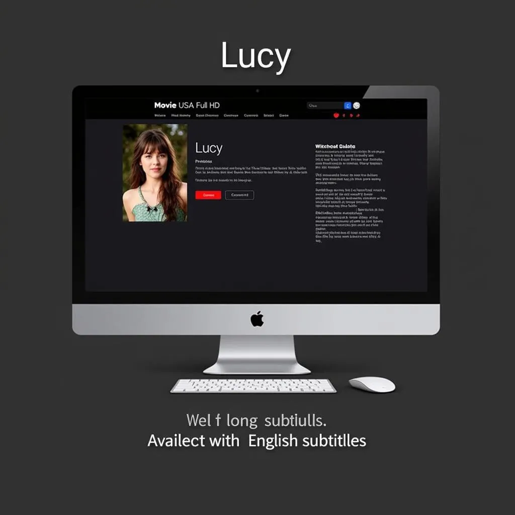 Movie USA Full HD website interface showcasing Lucy movie with English subtitles.