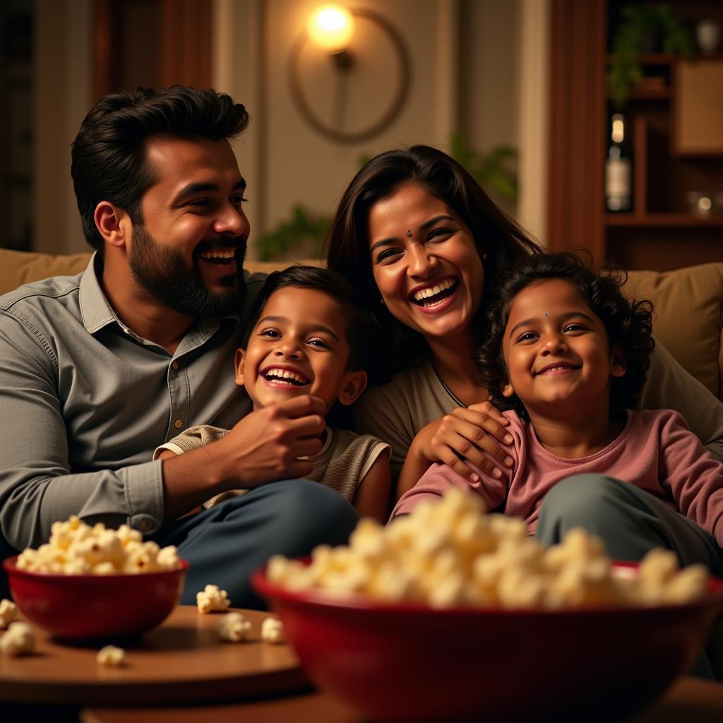 Family watching Malayalam comedy movie