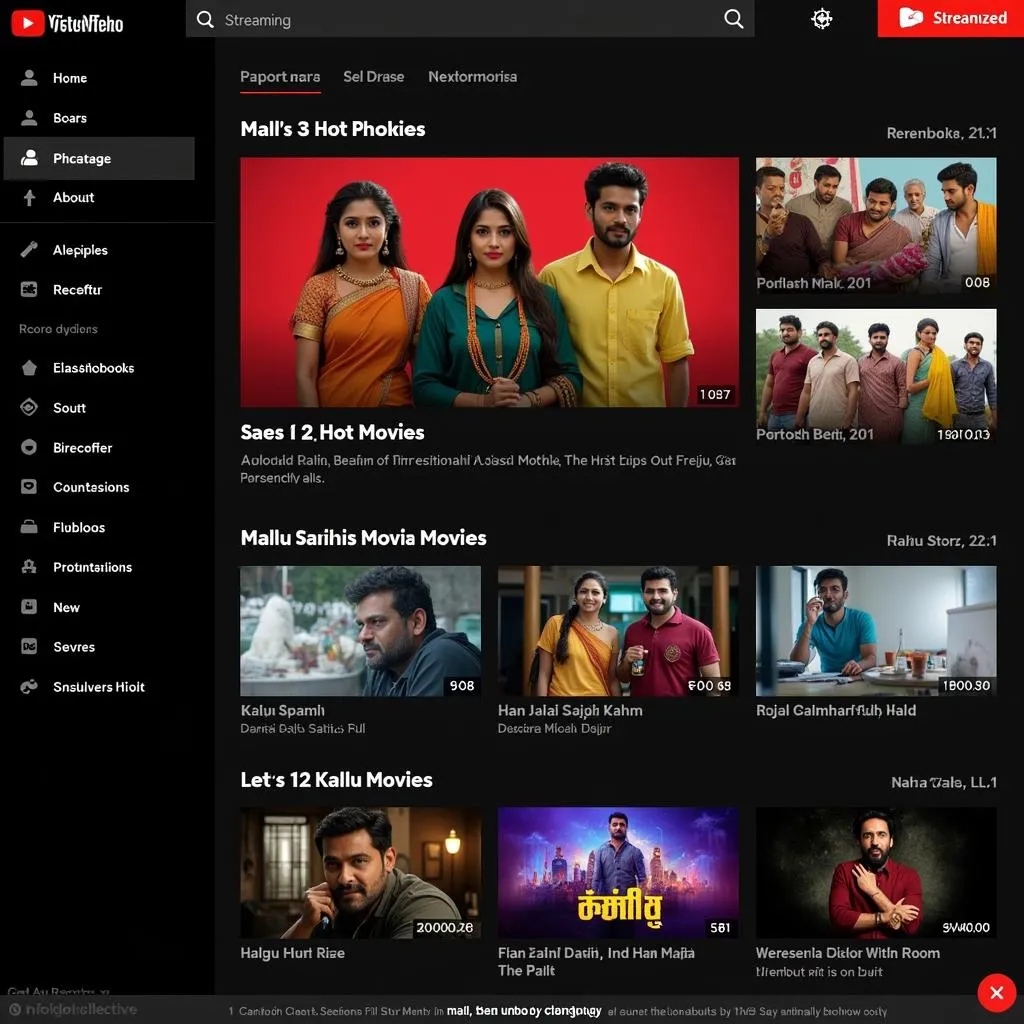 A screenshot of a streaming platform featuring Mallu Sajini hot movies