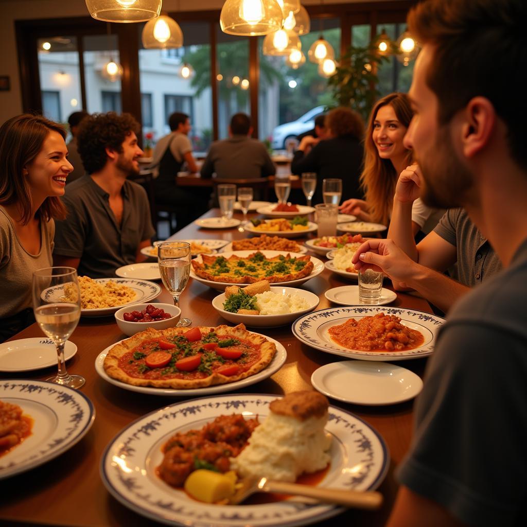 Mediterranean food scene in a movie