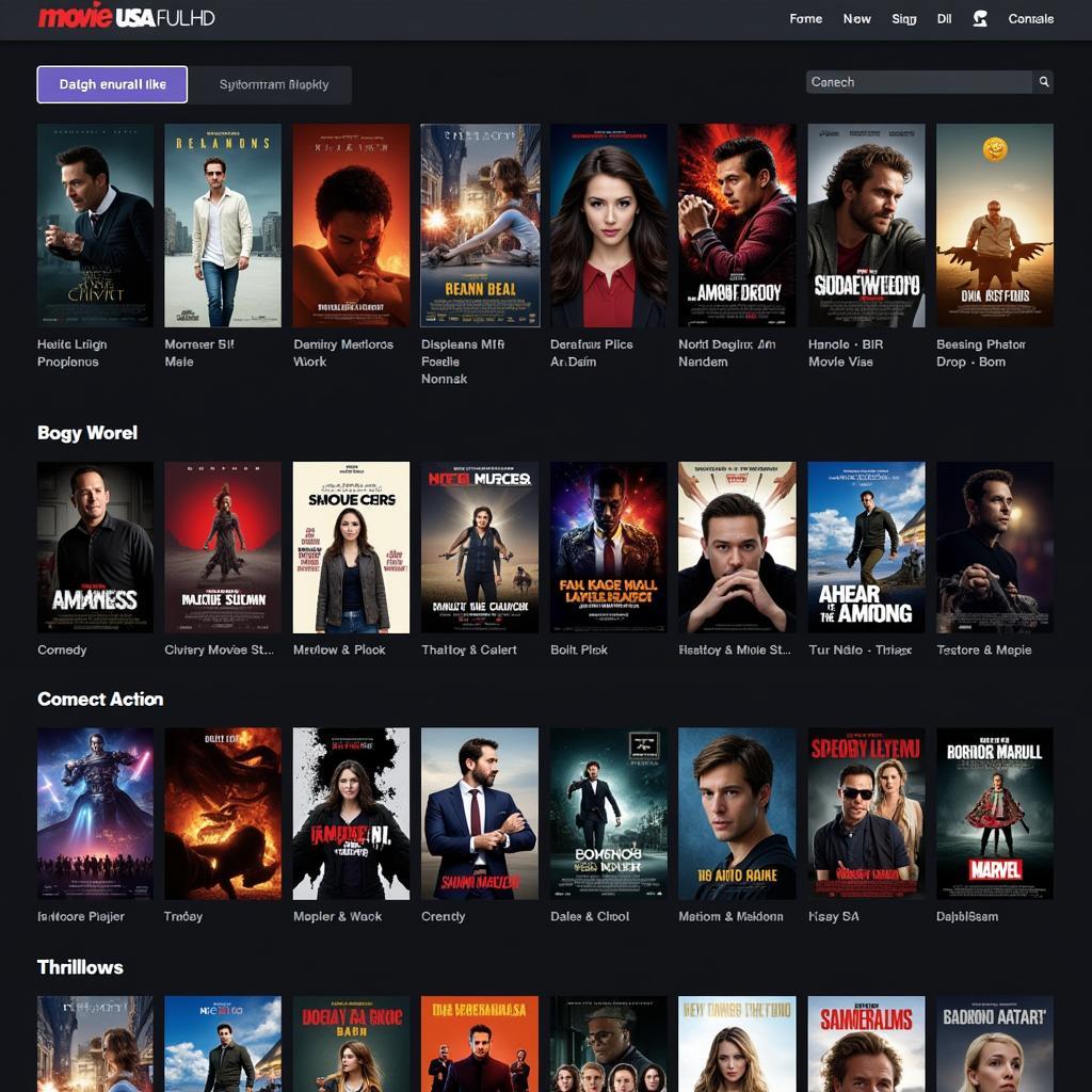 Selecting a movie genre on Movie USA Full HD