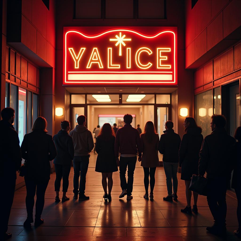 Moviegoers Leaving Theater Discussing