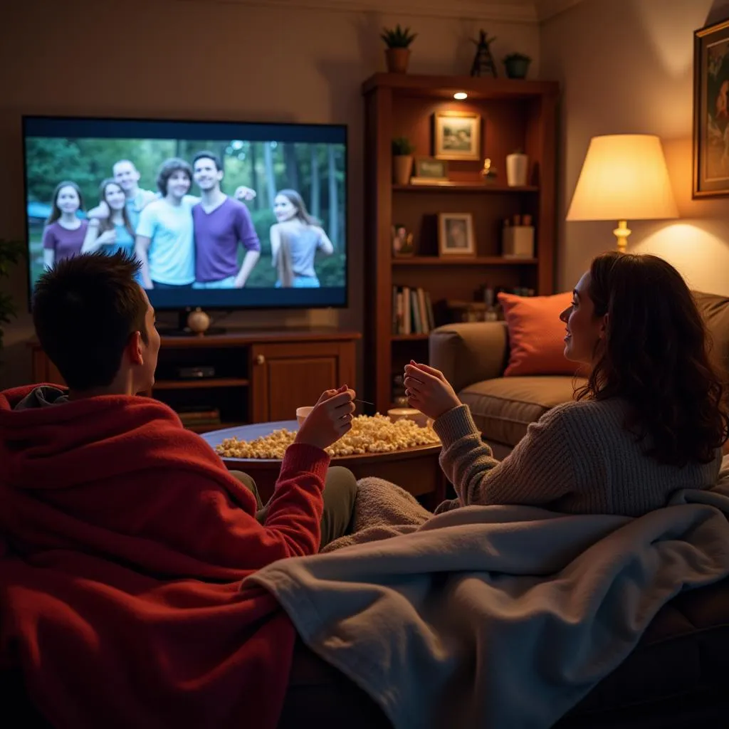 Friends gathered for movie night