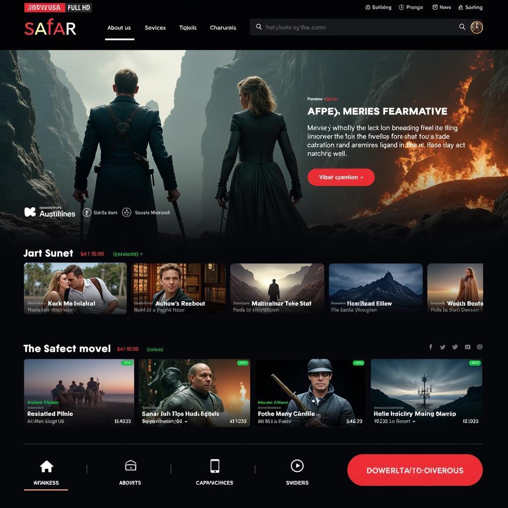 A screenshot of the Movie USA Full HD website homepage featuring a curated section of Bollywood movies with a travel theme, inviting users to explore and enjoy safar movie songs