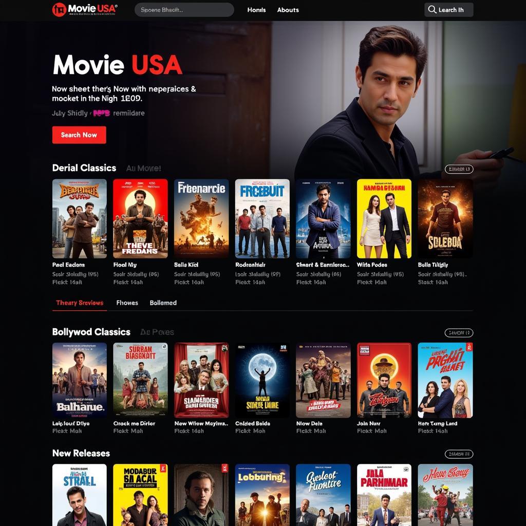  Movie USA Full HD website homepage showcasing a diverse selection of films 