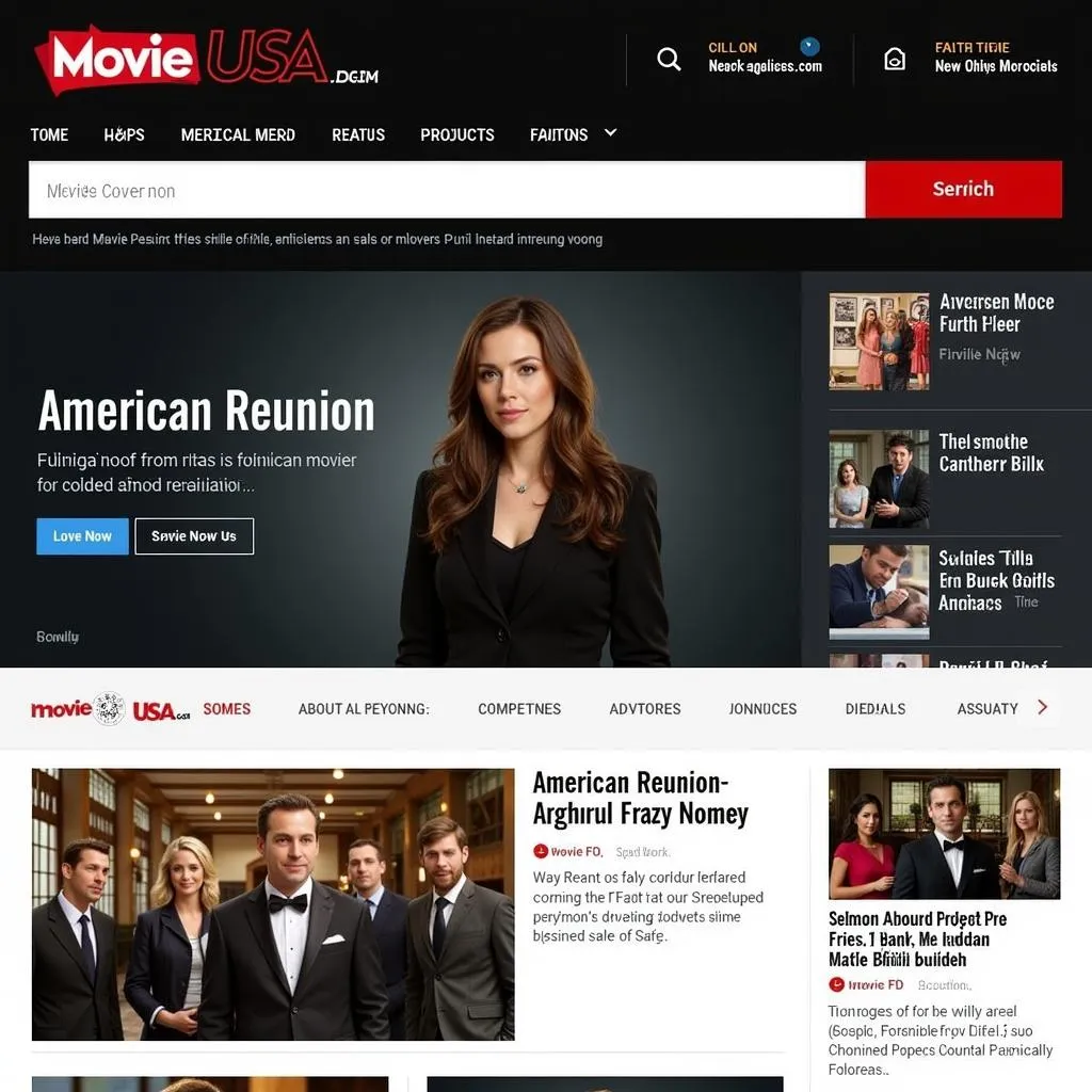 Movie USA Full HD Website Screenshot Featuring American Reunion