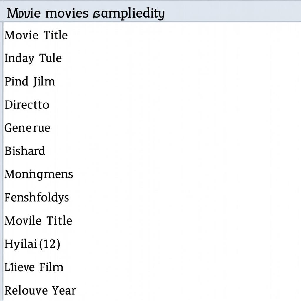 Example of a Movies CSV File