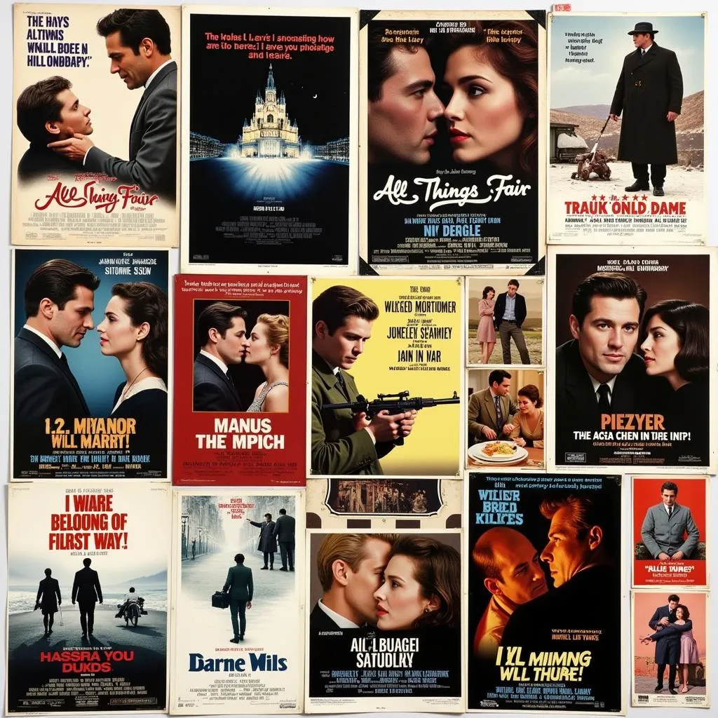 Collage of movie posters: The English Patient, Casablanca, Atonement