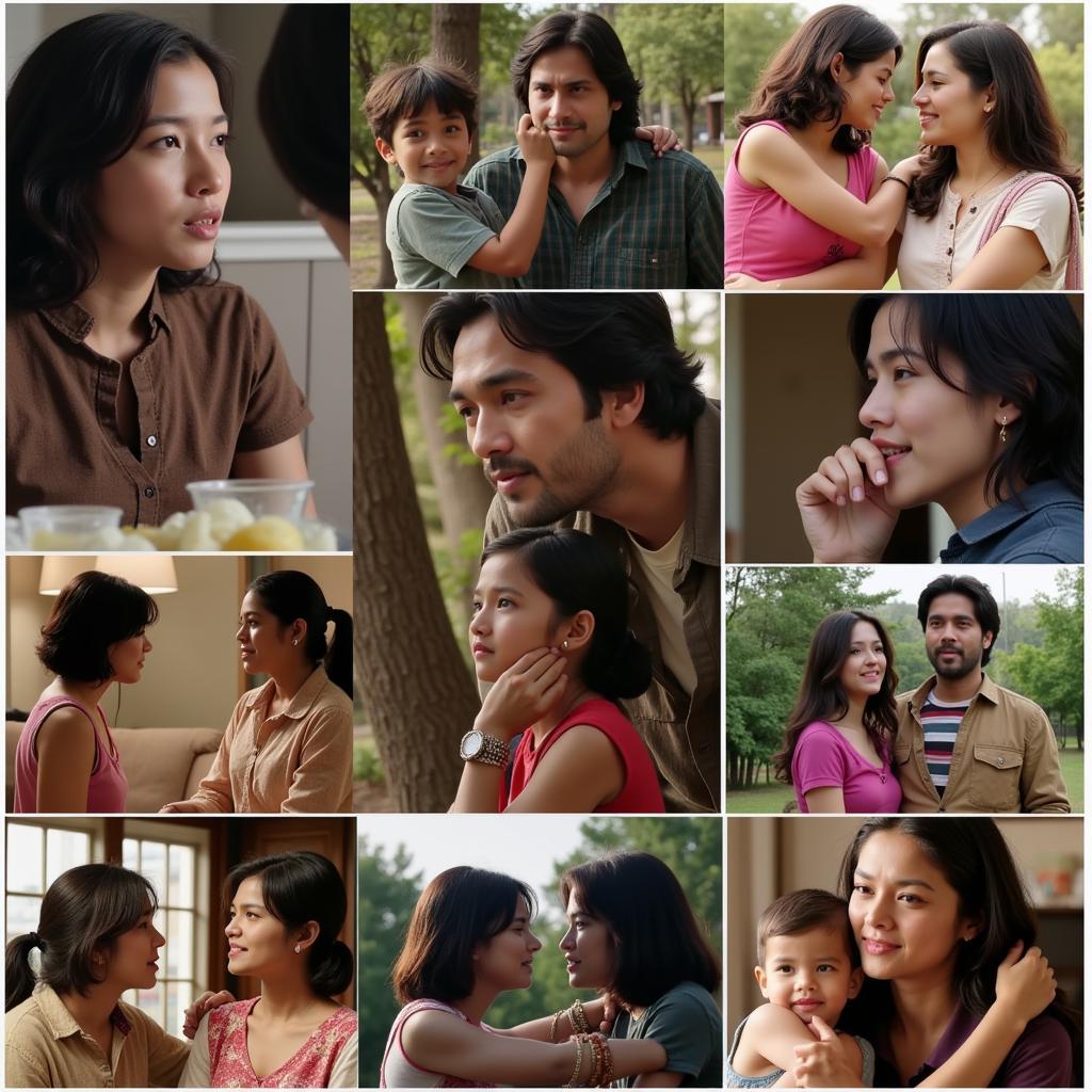 A collage depicting scenes from movies like Piku focusing on family dynamics.