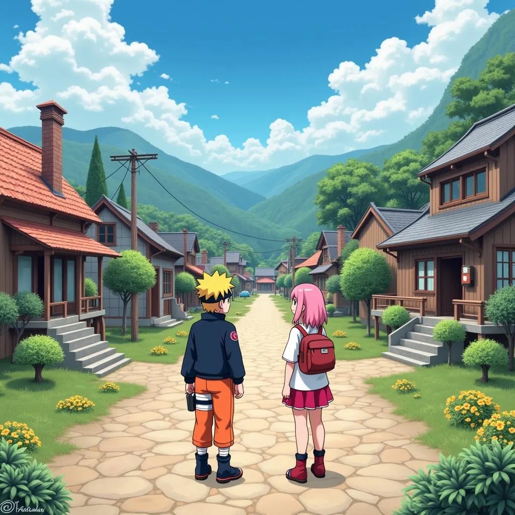 Naruto and Sakura in the alternate reality