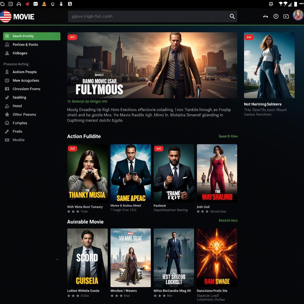 Movie USA Full HD platform interface showcasing netnaija action movies