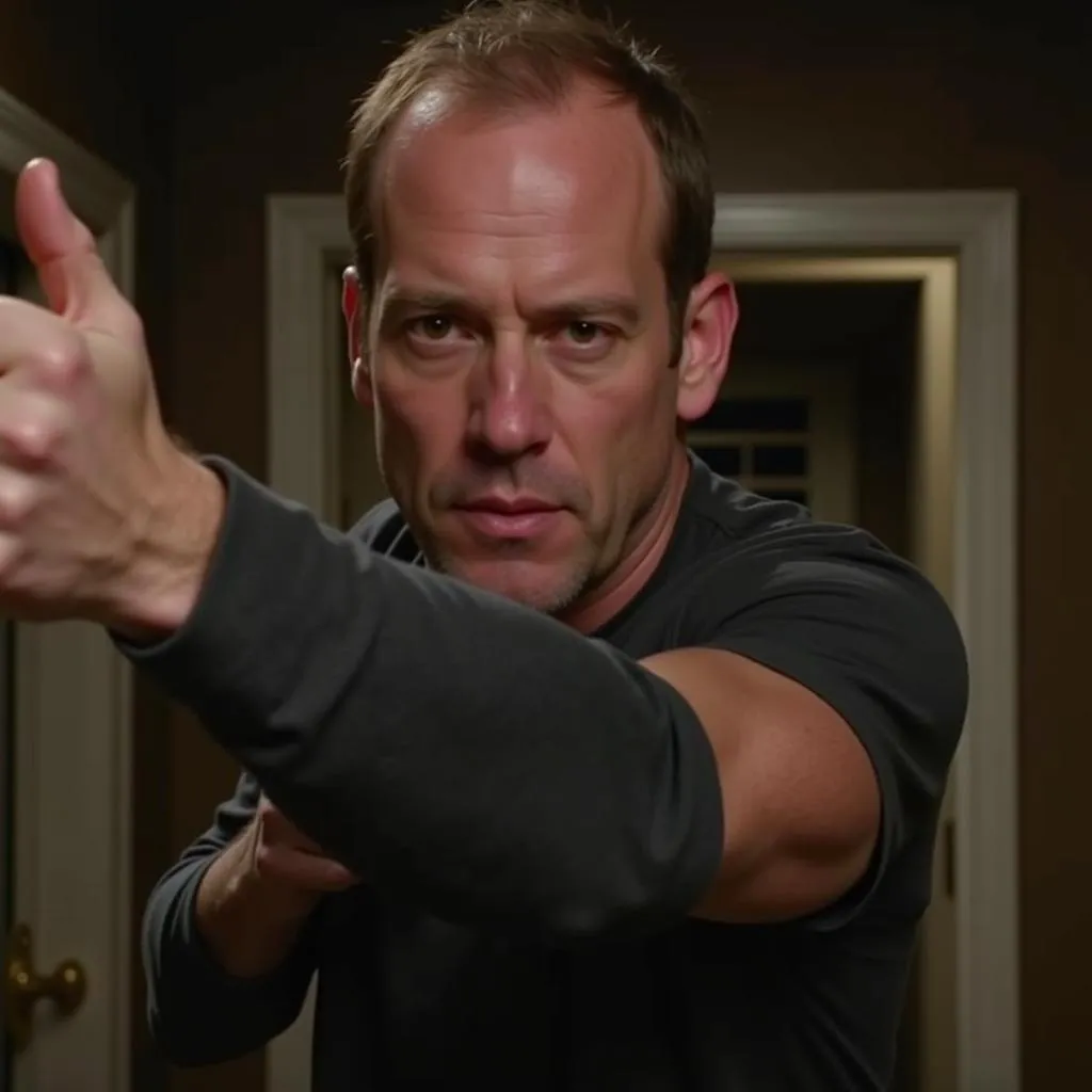 Bob Odenkirk in an action scene from Nobody's Home.