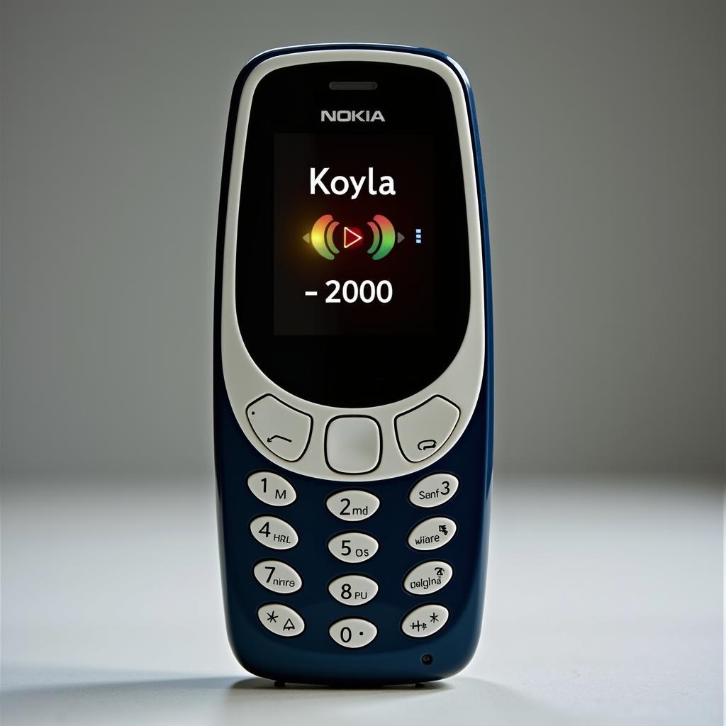 Nokia 3310 phone displaying Koyla ringtone