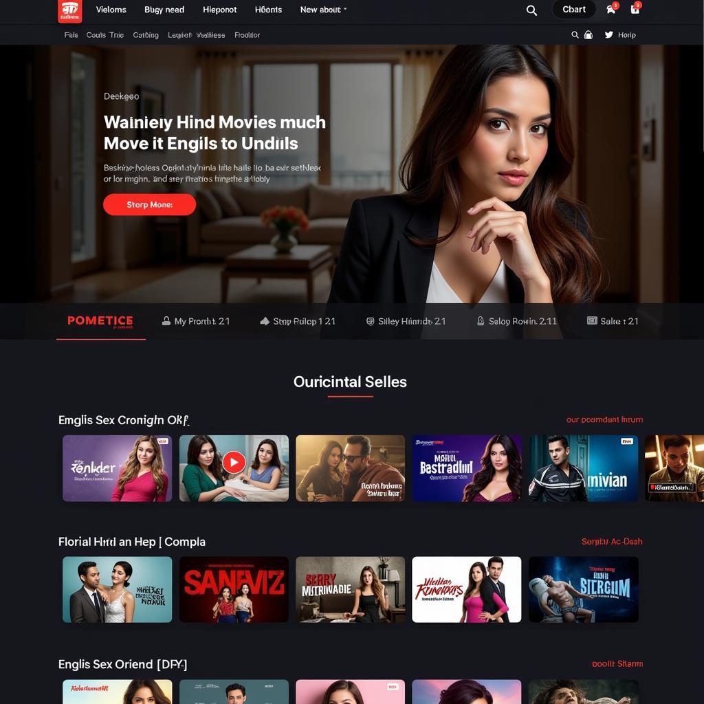 Screenshot of an online platform featuring English to Hindi sex movies