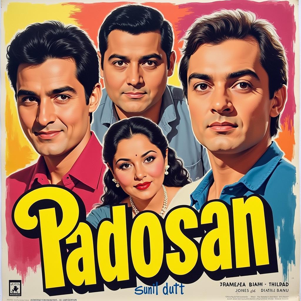 Vintage poster for the Bollywood film Padosan