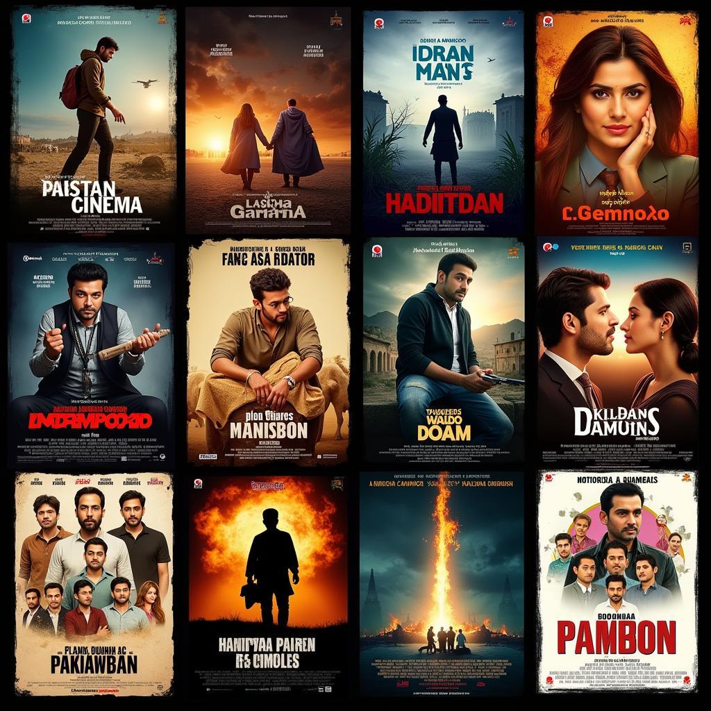 Collage of Pakistani Movie Posters from Various Genres