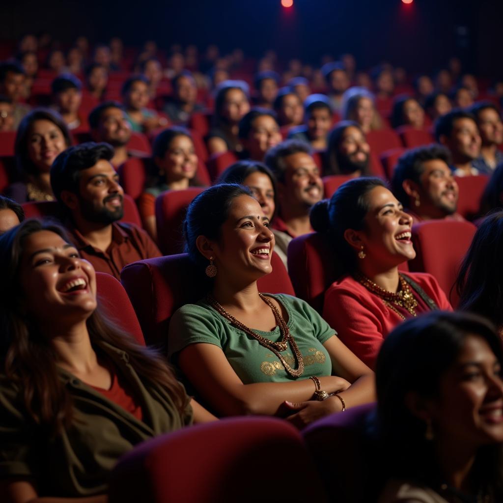 A group of friends enjoying a Tamil movie in a theater