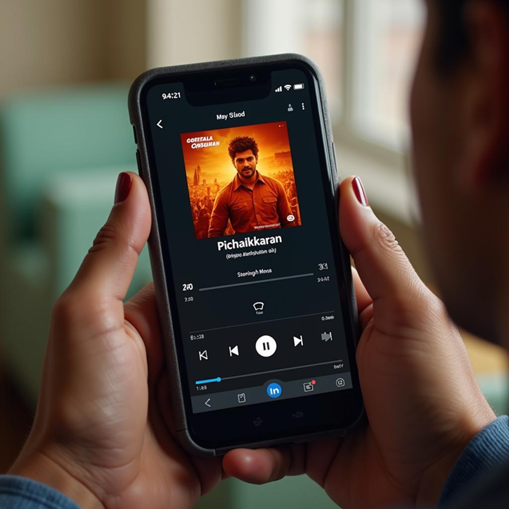 Streaming Pichaikaran Songs on a Mobile Device