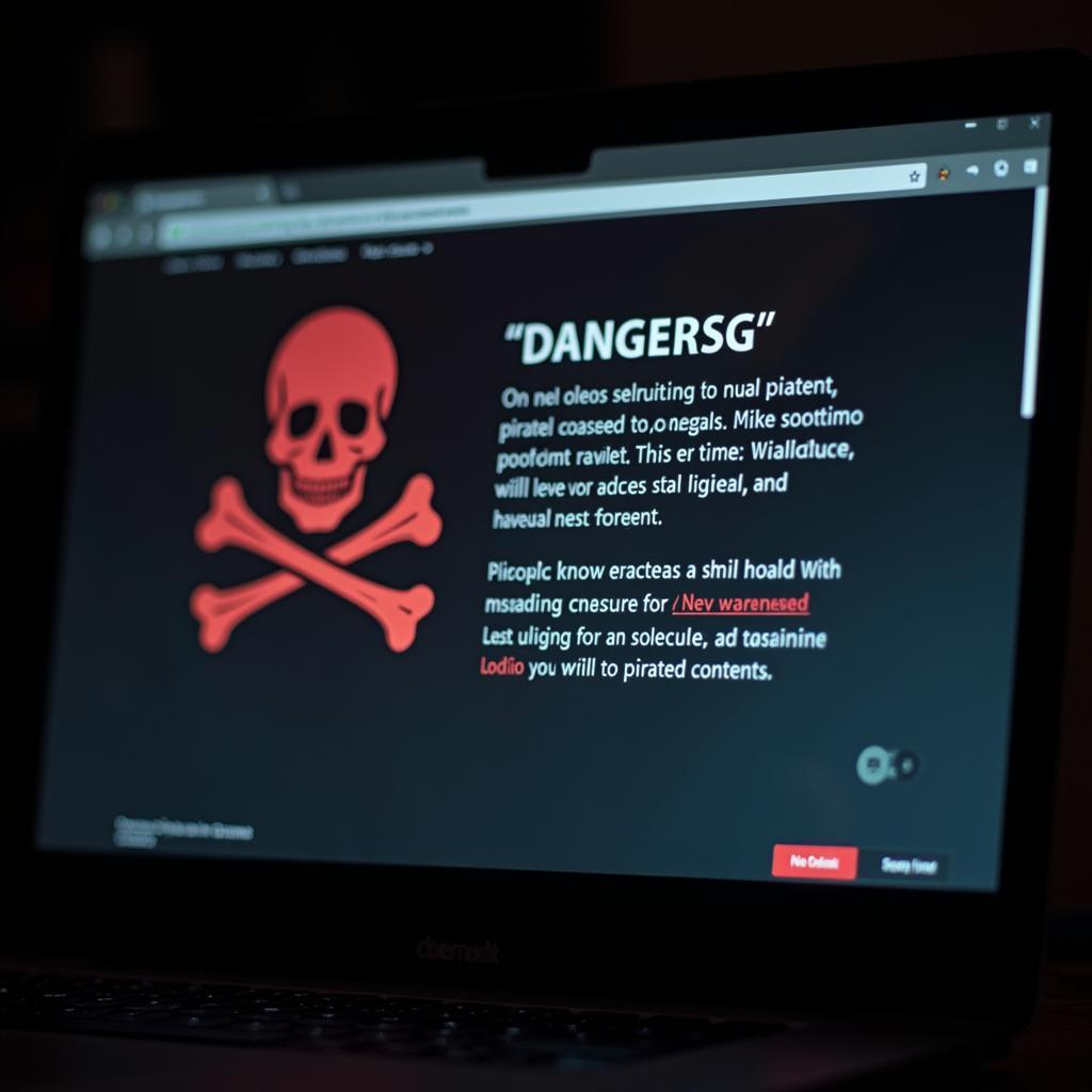 Warning sign on a pirated movie website