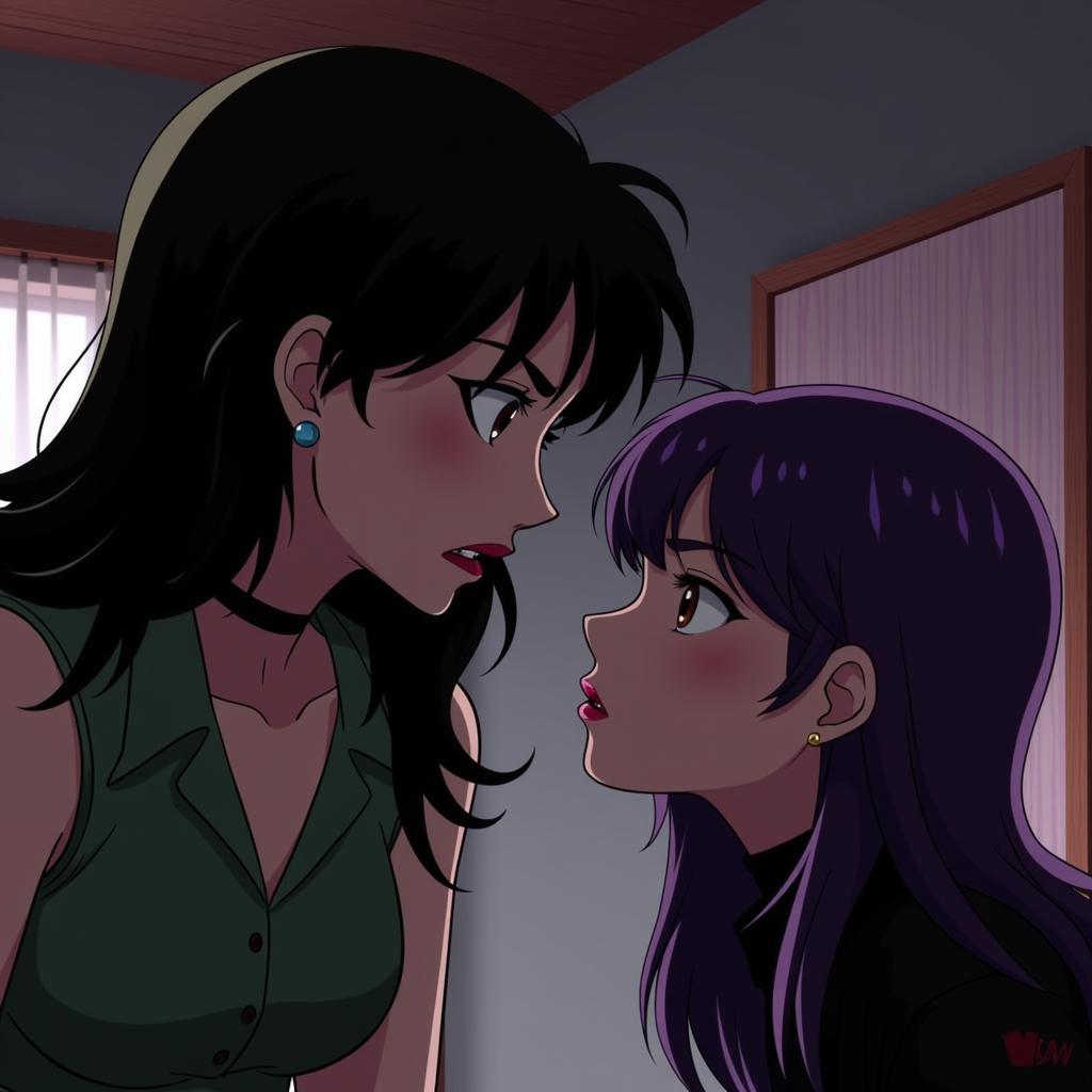 Ivy and Violet in a close moment, showcasing the intense dynamic of their relationship.