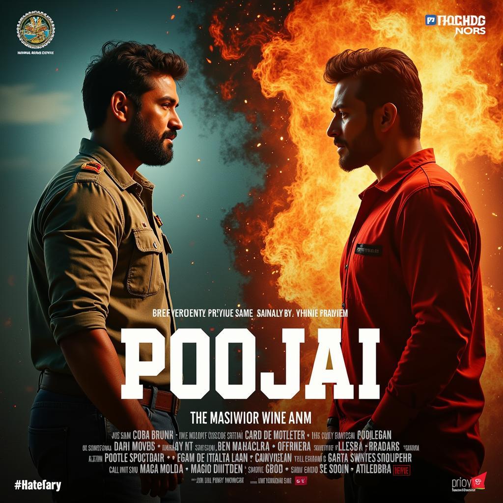 Poojai movie poster featuring the main cast