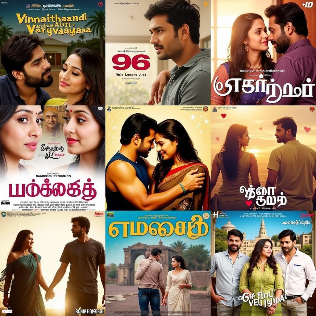 Movie posters of popular Tamil romantic films