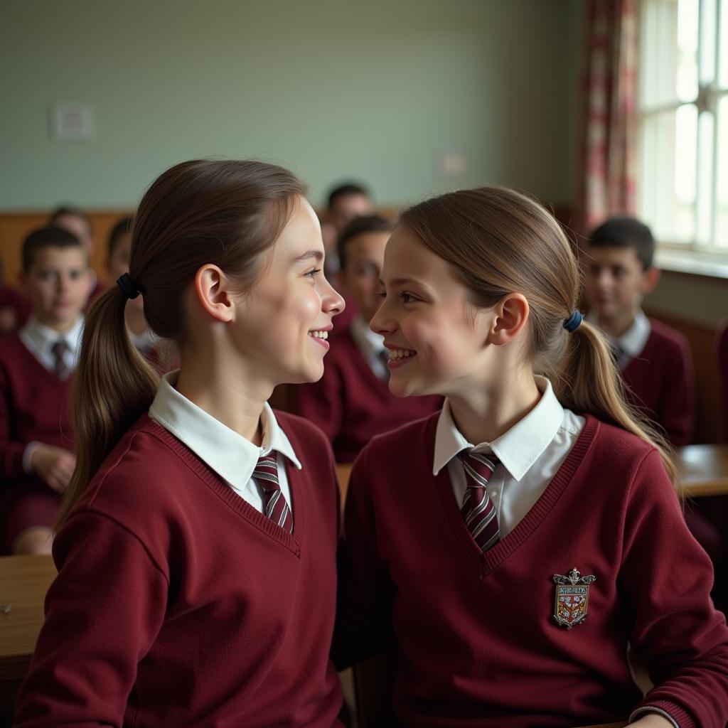 Students in a classroom scene from Premam movie, all dressed in school uniforms