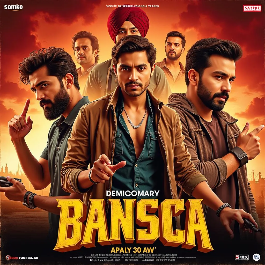 Punjabi movie poster showcasing vibrant colors and popular actors.