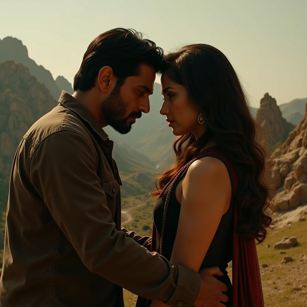 Vikram and Aishwarya Rai Bachchan in a scene from Raavanan