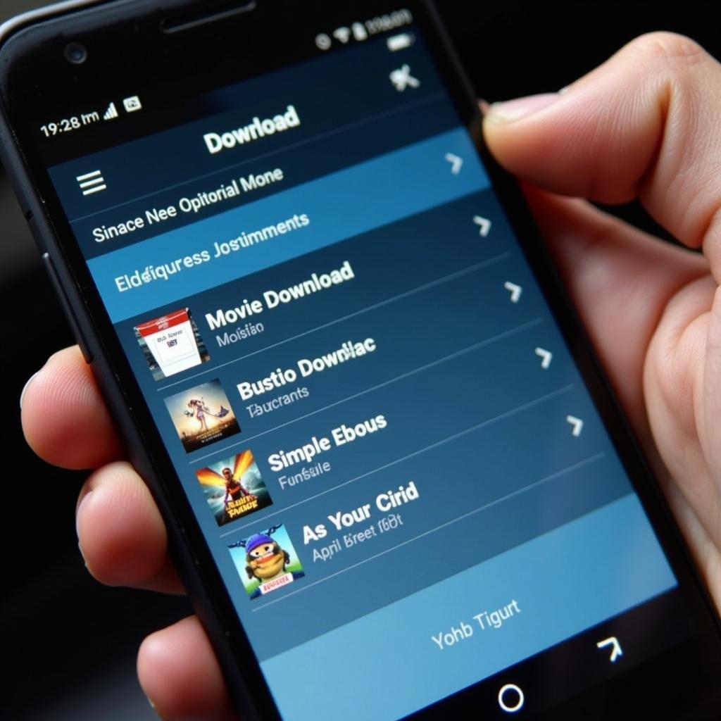 Smartphone Displaying Movie Download Options