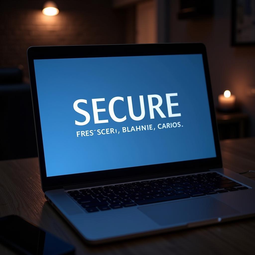  Secure movie streaming platform logo on a laptop screen