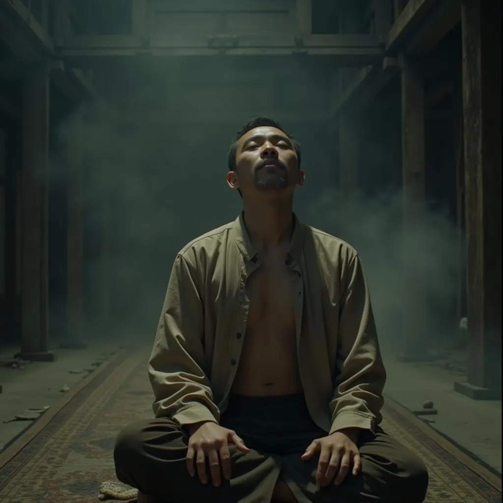 Scene from Sex and Zen depicting meditation