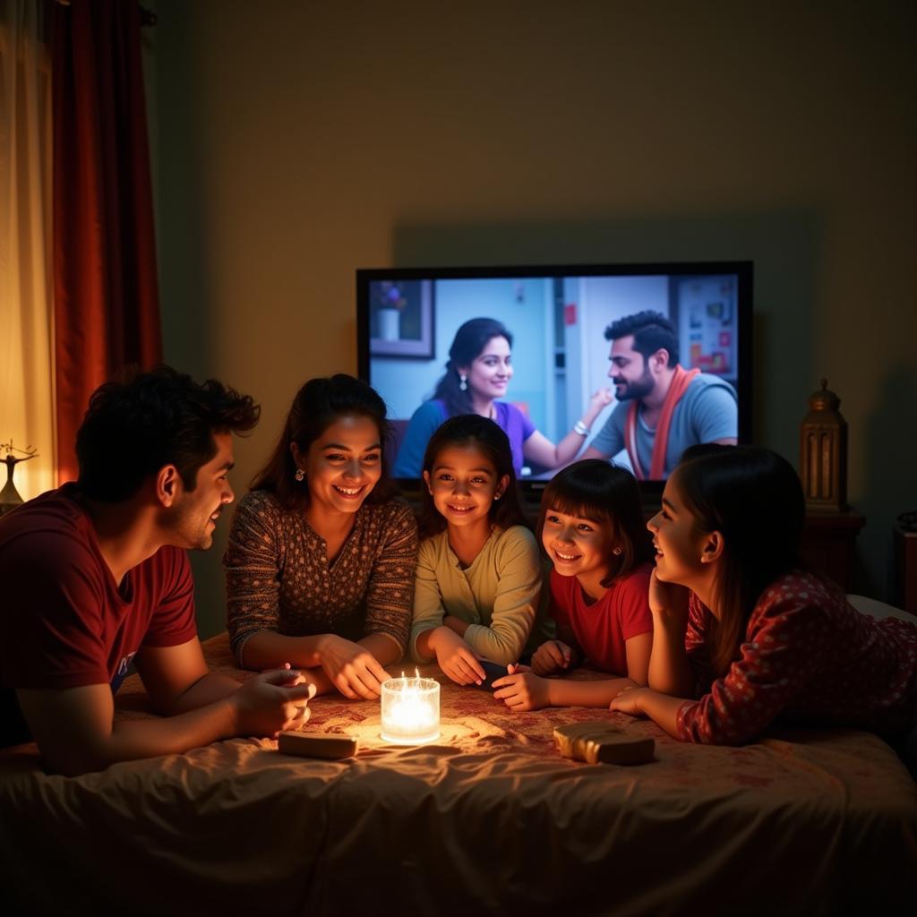 Family Enjoying Bhojpuri Movie on TV