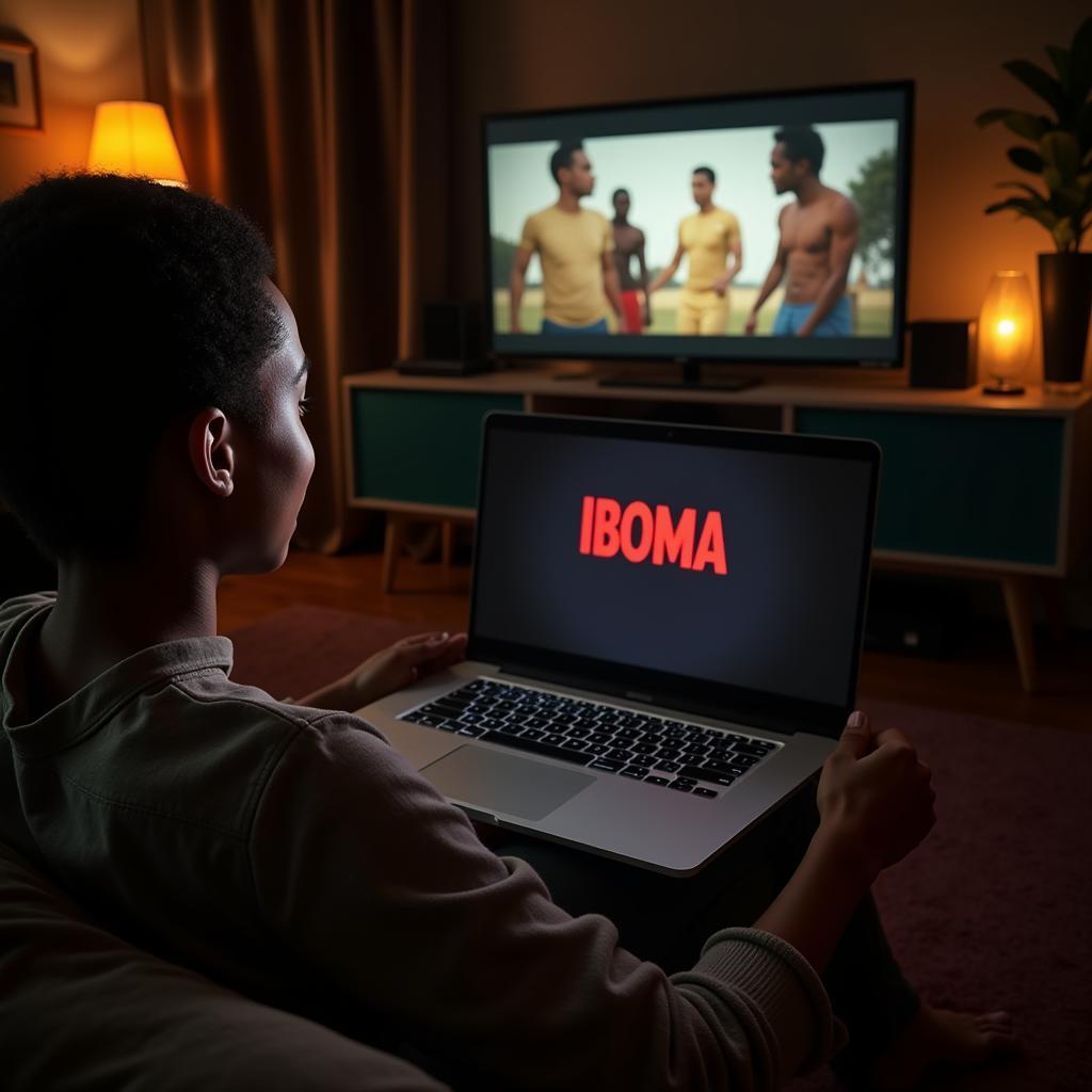 A person enjoying Iboma movies on a streaming platform.