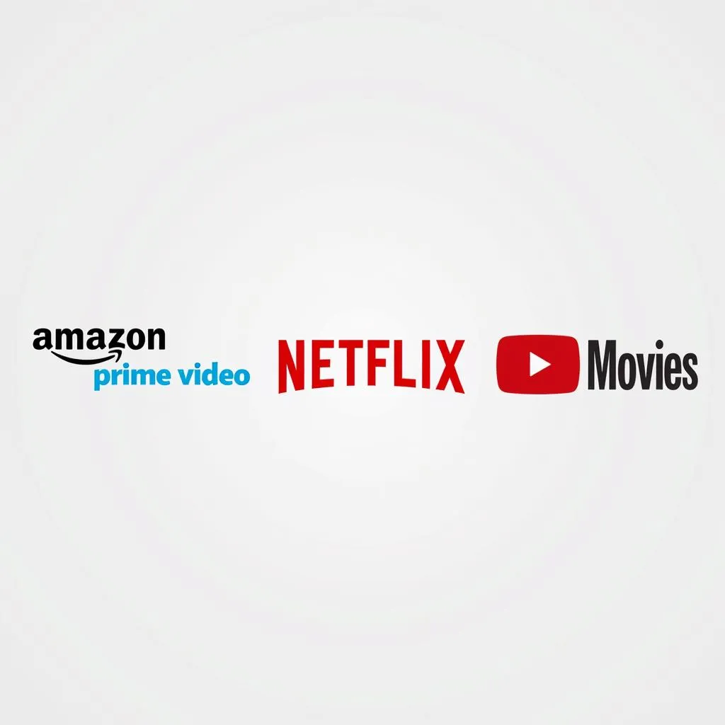 Streaming Service Logos - Amazon Prime Video, Netflix, Youtube