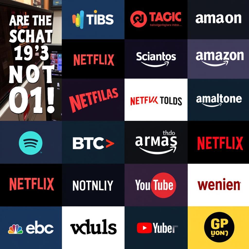 Logos of popular streaming services like Netflix, Amazon Prime Video, and Disney+