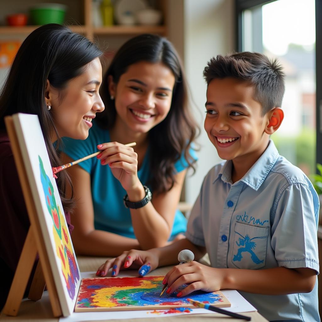 Ishaan and Nikumbh in an art class